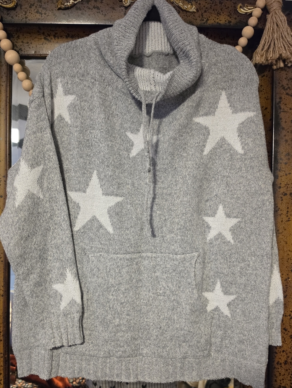 Source Unknown Grey Star Cowl Neck Sweater